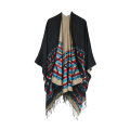 New Fashion Women's Plaid Blanket Scarf Open Front Color Block Reversible Wrap Shawl Poncho Cape